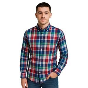 Tommy Hilfiger Plaid Button Up Down Shirt Long Sleeve Youth BOYS Large 16/ 18